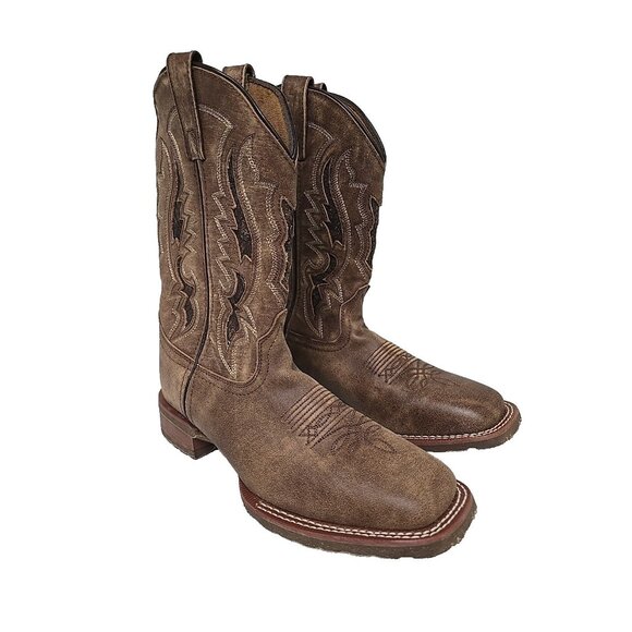Laredo Men\'s 7952 Martin Leather Square Toe Cowboy Western Boot Tan Size 9D